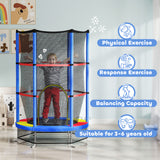 HOMCOM Kids Mini Trampoline with Safety Enclosure Net and Bungee Cords – Indoor Outdoor Bouncer for Ages 3-6