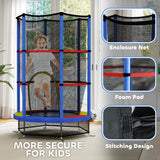 HOMCOM Kids Mini Trampoline with Safety Enclosure Net and Bungee Cords – Indoor Outdoor Bouncer for Ages 3-6