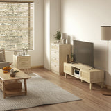 HOMCOM Boho Rattan 4 Drawer Dresser – Bedroom Chest of Drawers with Wood-Effect Finish, Natural