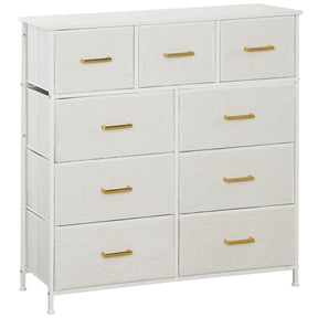Cream boucle 9 drawer storage unit