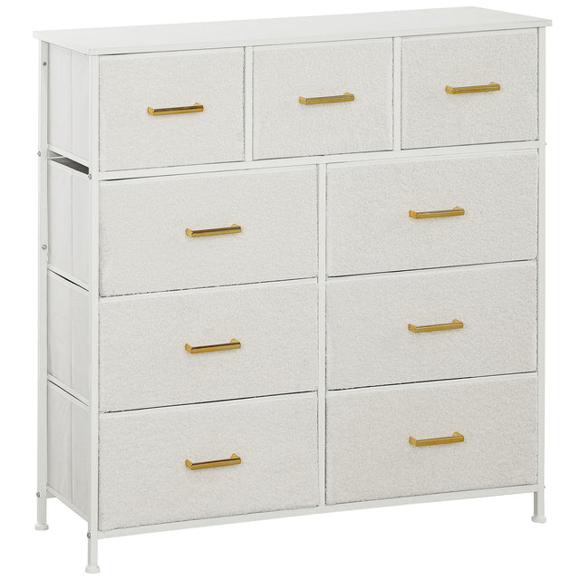 Cream boucle 9 drawer storage unit