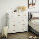 HOMCOM Cream Bouclé 9 Drawer Storage Unit with Steel Frame – Bedroom & Living Room Chest of Drawers