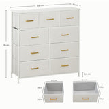 HOMCOM Cream Bouclé 9 Drawer Storage Unit with Steel Frame – Bedroom & Living Room Chest of Drawers