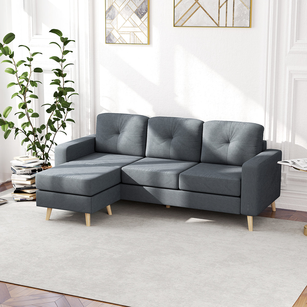 HOMCOM L-Shaped Sofa chaise section detail