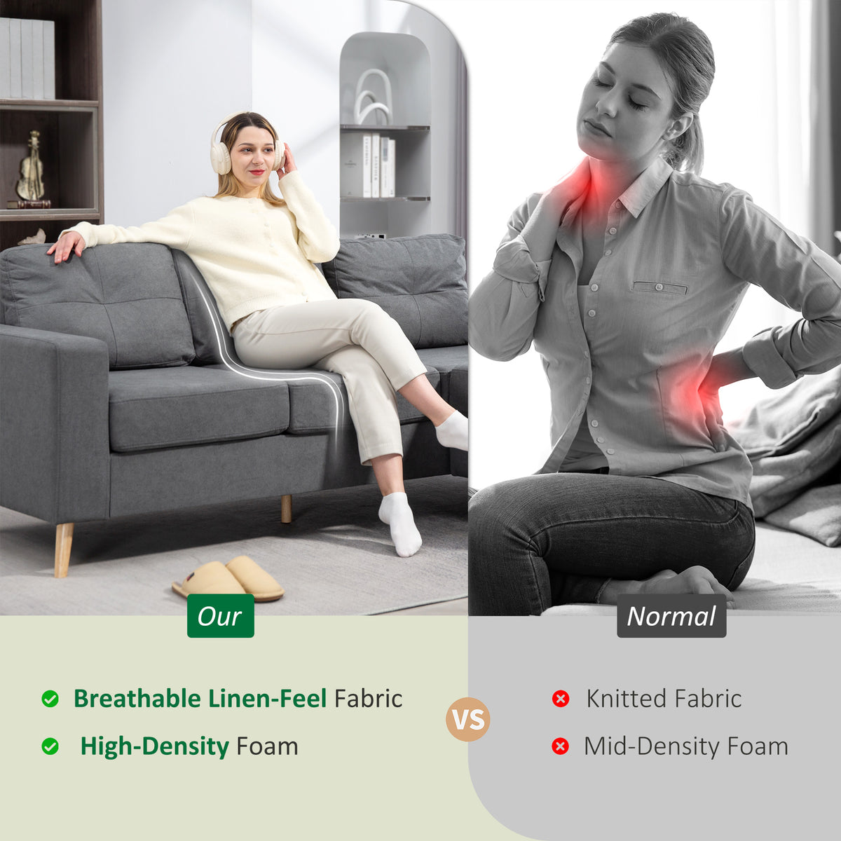 HOMCOM L-Shaped Sofa fabric texture close-up