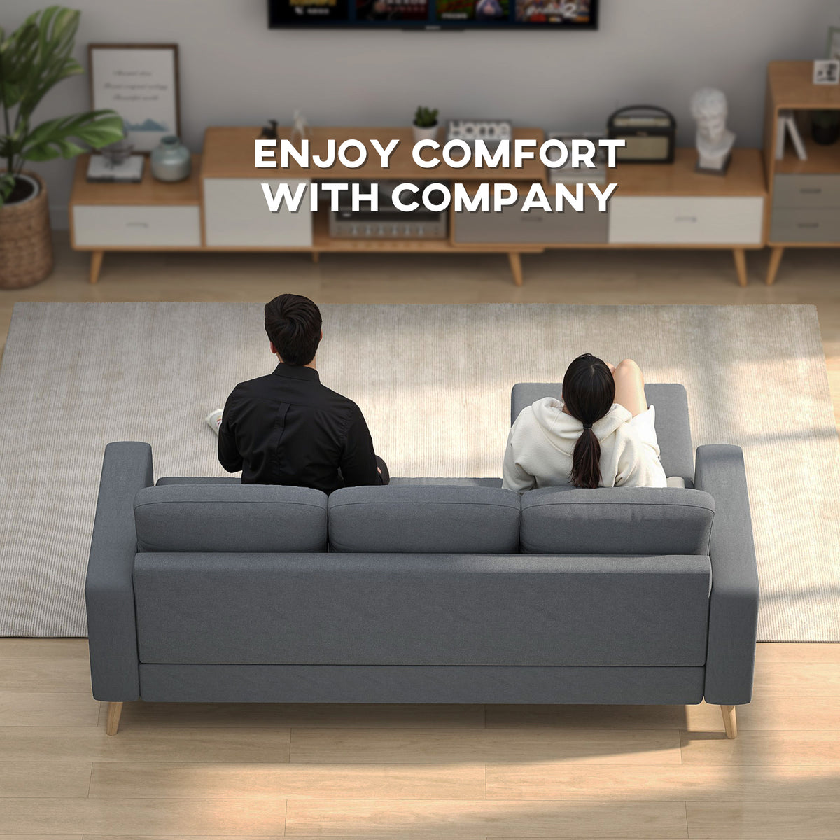HOMCOM L-Shaped Sofa side view