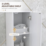 HOMCOM Slim Bathroom Storage Cabinet with Doors, Open Towel Shelf & Gold Accents – Space-Saving Unit, White