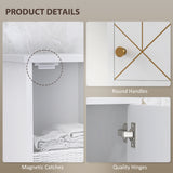 HOMCOM Slim Bathroom Storage Cabinet with Doors, Open Towel Shelf & Gold Accents – Space-Saving Unit, White