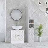 HOMCOM Slim Bathroom Storage Cabinet with Doors, Open Towel Shelf & Gold Accents – Space-Saving Unit, White