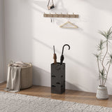 HOMCOM Decorative Umbrella Stand with Removable Drip Tray & 4 Hooks – Hallway Storage, Black