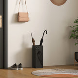 HOMCOM Square Umbrella Stand with Hooks & Removable Water Tray – Hallway Storage, Black