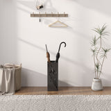 HOMCOM Square Umbrella Stand with Hooks & Removable Water Tray – Hallway Storage, Black