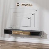 HOMCOM 140cm Floating TV Unit with Flip-Up Cabinet and Open Shelves – Wall-Mounted Media Console, Grey