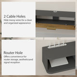 HOMCOM 140cm Floating TV Unit with Flip-Up Cabinet and Open Shelves – Wall-Mounted Media Console, Grey