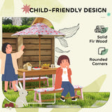 AIYAPLAY Kids Picnic Table and Bench Set with Foldable Umbrella & Storage Boxes – Wooden Garden Furniture, Pink