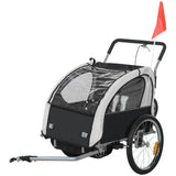 HOMCOM 2 Seat Bike Trailer with 5 Point Harness, Steel Frame & Canopy – Foldable Child Trailer, Black