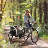 HOMCOM 2 Seat Bike Trailer with 5 Point Harness, Steel Frame & Canopy – Foldable Child Trailer, Black