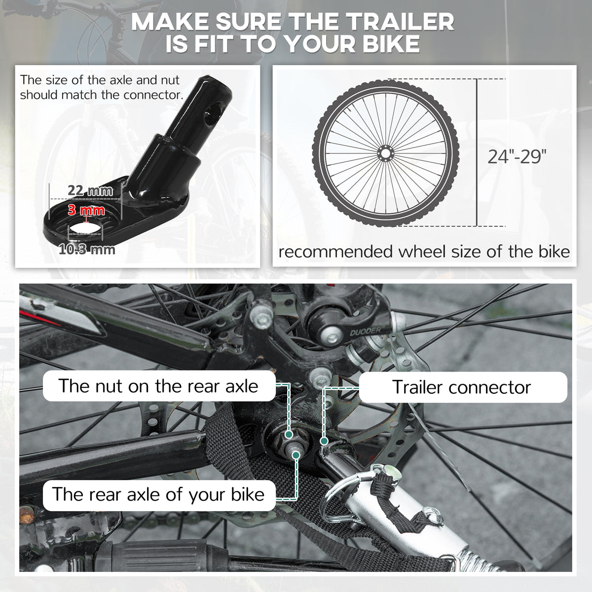HOMCOM 2 Seat Bike Trailer with 5 Point Harness, Steel Frame & Canopy – Foldable Child Trailer, Black