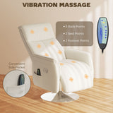 HOMCOM Massage Reclining Chair with 10 Massage Points & Pulse, Press and Wave Modes – Cream White