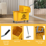 HOMCOM 20L Mop Bucket with Side Press Wringer and Removable Water Separation Panel on 4 Wheels, Yellow