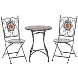 Outsunny 3-Piece Bistro Set with Mosaic Round Table & 2 Foldable Chairs – Patio & Balcony Furniture