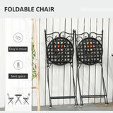 Outsunny 3-Piece Bistro Set with Mosaic Round Table & 2 Foldable Chairs – Patio & Balcony Furniture