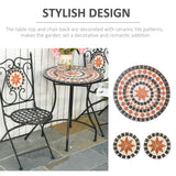 Outsunny 3-Piece Bistro Set with Mosaic Round Table & 2 Foldable Chairs – Patio & Balcony Furniture