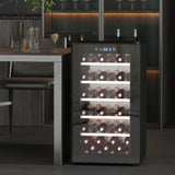 HOMCOM 41 Bottle Freestanding Wine Cooler Fridge with Touch Control – Glass Door Drinks Cabinet