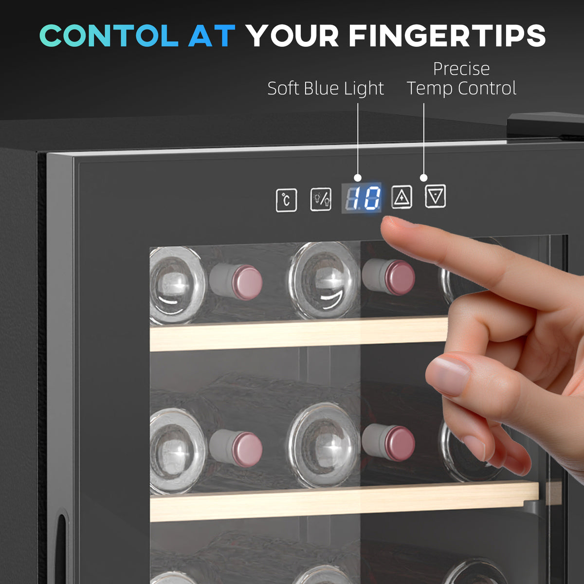 HOMCOM 41 Bottle Freestanding Wine Cooler Fridge with Touch Control – Glass Door Drinks Cabinet