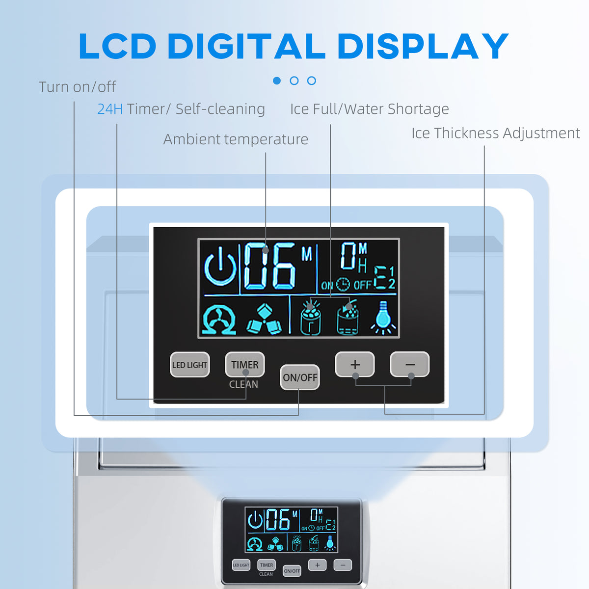 HOMCOM Commercial Ice Maker with 4kg Ice Storage, Water Shortage & Ice-Full Alerts – Home & Bar Use