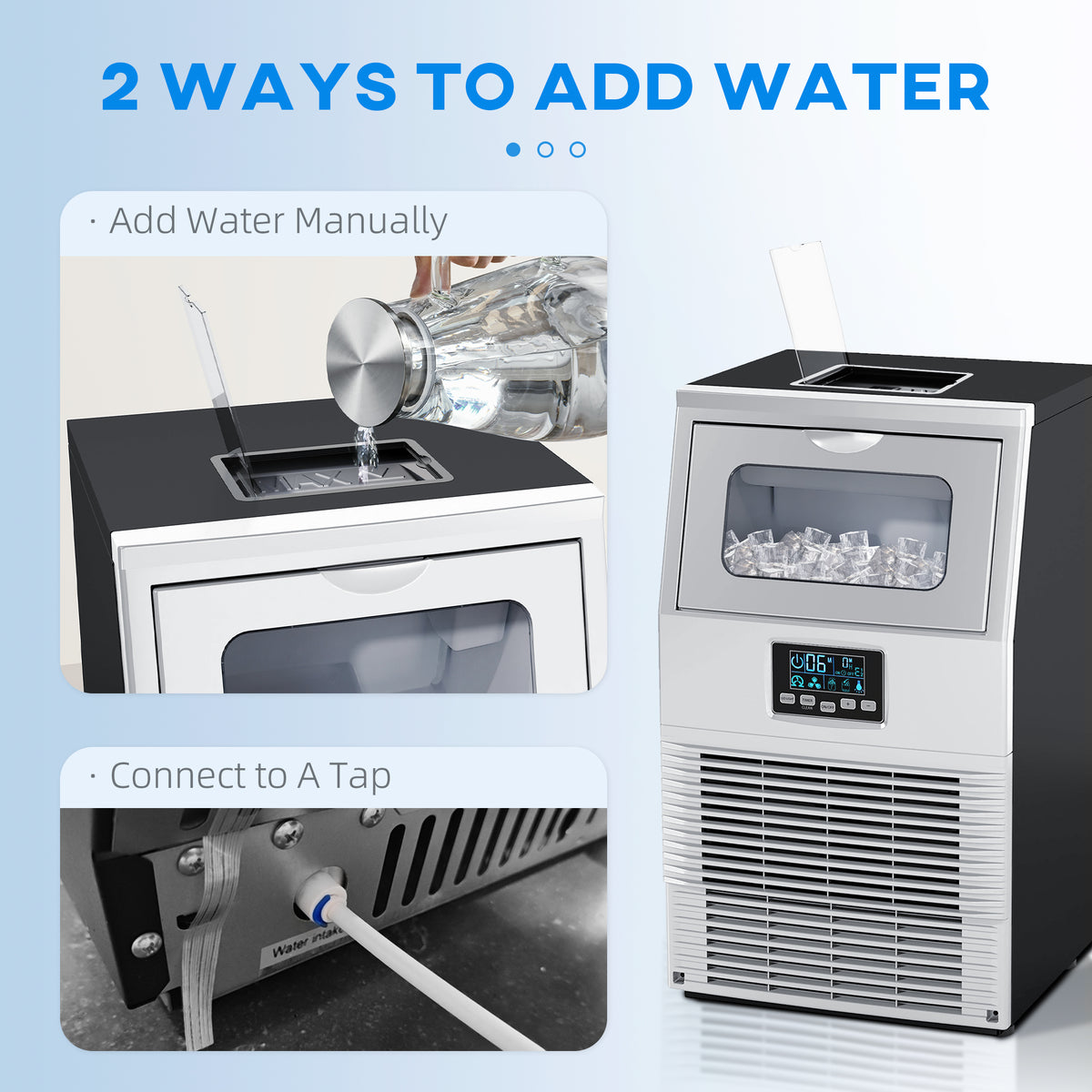 HOMCOM Commercial Ice Maker with 4kg Ice Storage, Water Shortage & Ice-Full Alerts – Home & Bar Use
