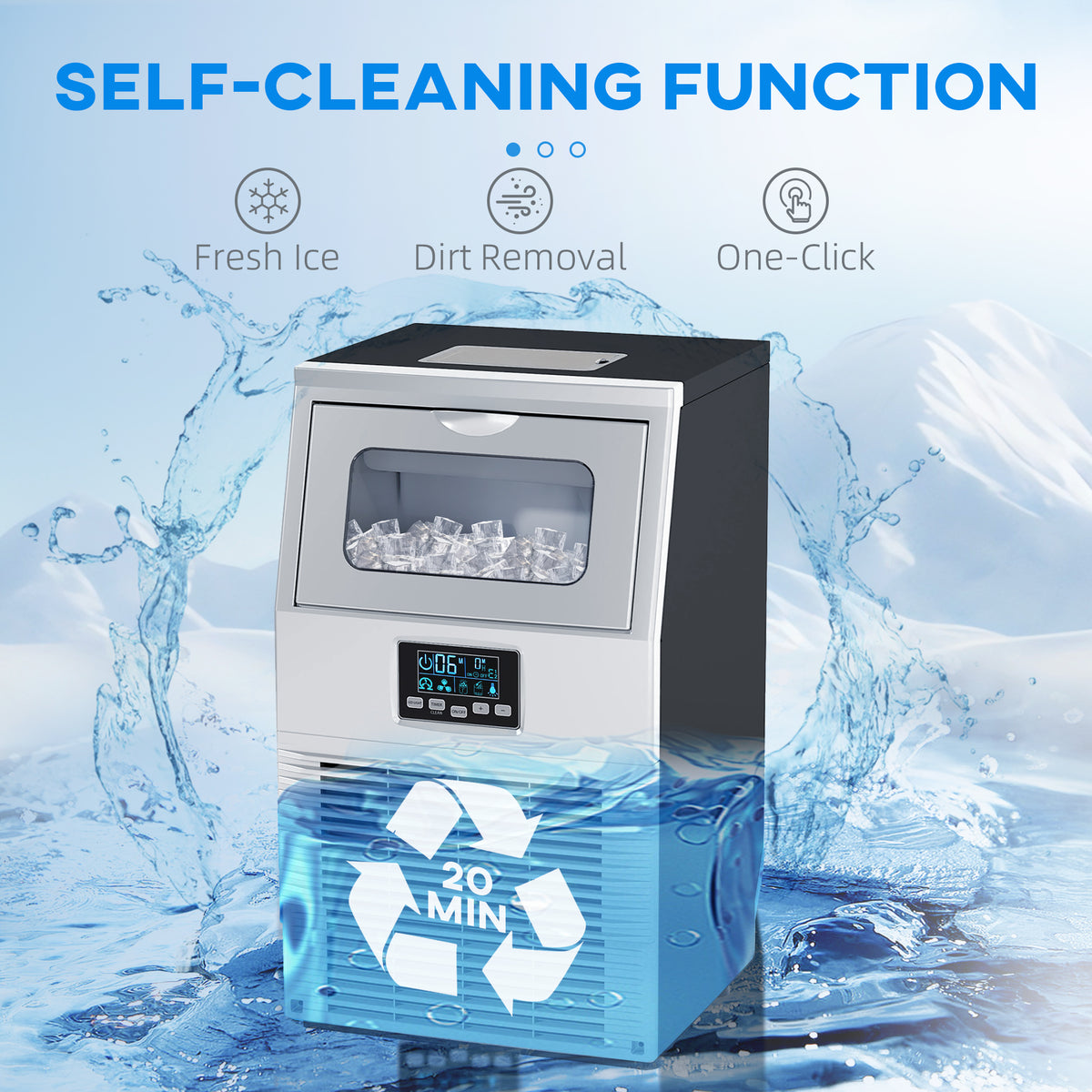 HOMCOM Commercial Ice Maker with 4kg Ice Storage, Water Shortage & Ice-Full Alerts – Home & Bar Use