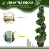 HOMCOM Artificial Spiral Boxwood & Lavender Plant Set, 115cm – Low Maintenance Indoor Outdoor Decor, Blue