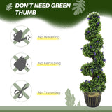 HOMCOM Artificial Spiral Boxwood & Lavender Plant Set, 115cm – Low Maintenance Indoor Outdoor Decor, Blue