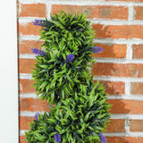 HOMCOM Artificial Spiral Boxwood & Lavender Plant Set, 115cm – Low Maintenance Indoor Outdoor Decor, Blue