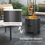 Outsunny Outdoor Fire Pit with Secondary Combustion System and Poker – Smokeless Garden Fire Bowl, Black