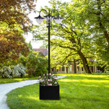 Outsunny 3-Head Solar Lamp Post with Planter Base – Black