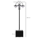 Outsunny 3-Head Solar Lamp Post with Planter Base – Black