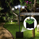 Outsunny 3-Head Solar Lamp Post with Planter Base – Black