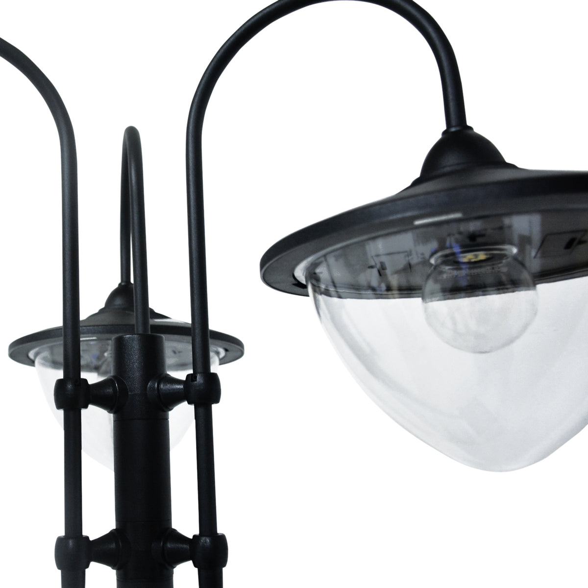 Outsunny 3-Head Solar Lamp Post with Planter Base – Black