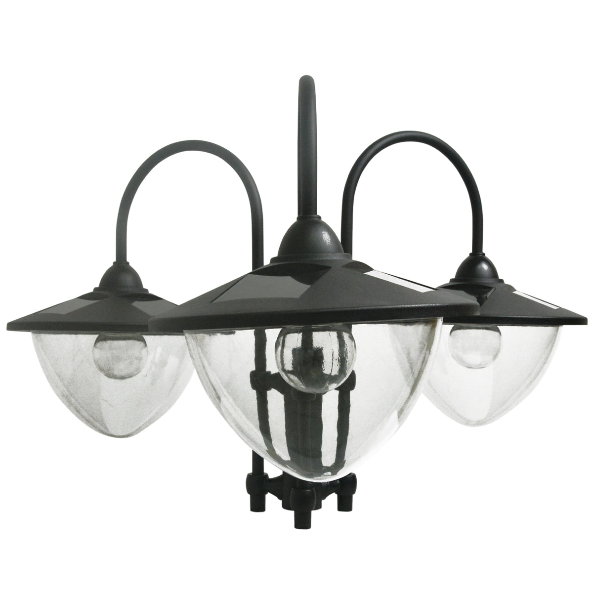 Outsunny 3-Head Solar Lamp Post with Planter Base – Black