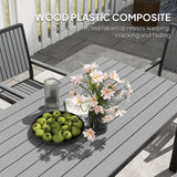 Outsunny 6-Seater Aluminium Garden Dining Set with Stackable Chairs & Wood-Grain Slatted Table – Grey