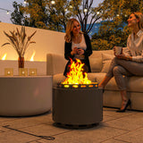 Outsunny 48.5cm Smokeless Wood Burning Fire Pit with Poker, Powder-Coated Metal Fire Bowl – Dark Grey