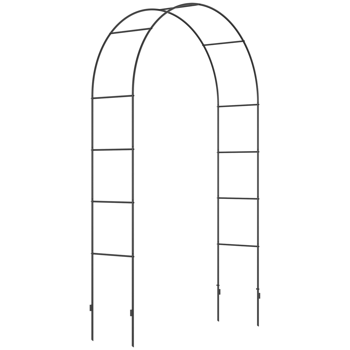 Outsunny Metal Garden Arch for Climbing Plants with Ground Stakes – Arbor for Weddings and Events, Black