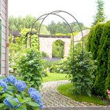 Outsunny Metal Garden Arch for Climbing Plants with Ground Stakes – Arbor for Weddings and Events, Black