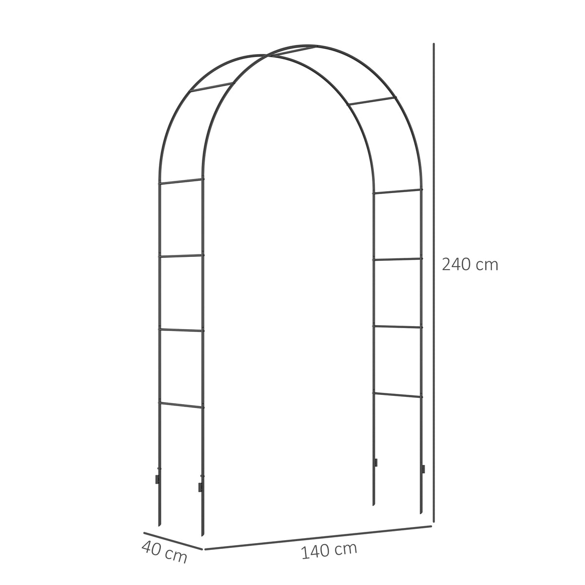 Outsunny Metal Garden Arch for Climbing Plants with Ground Stakes – Arbor for Weddings and Events, Black
