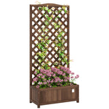 Outsunny Wooden Planter Box with Trellis – Fir Raised Garden Bed for Climbing Plants, 76 x 36 x 170cm