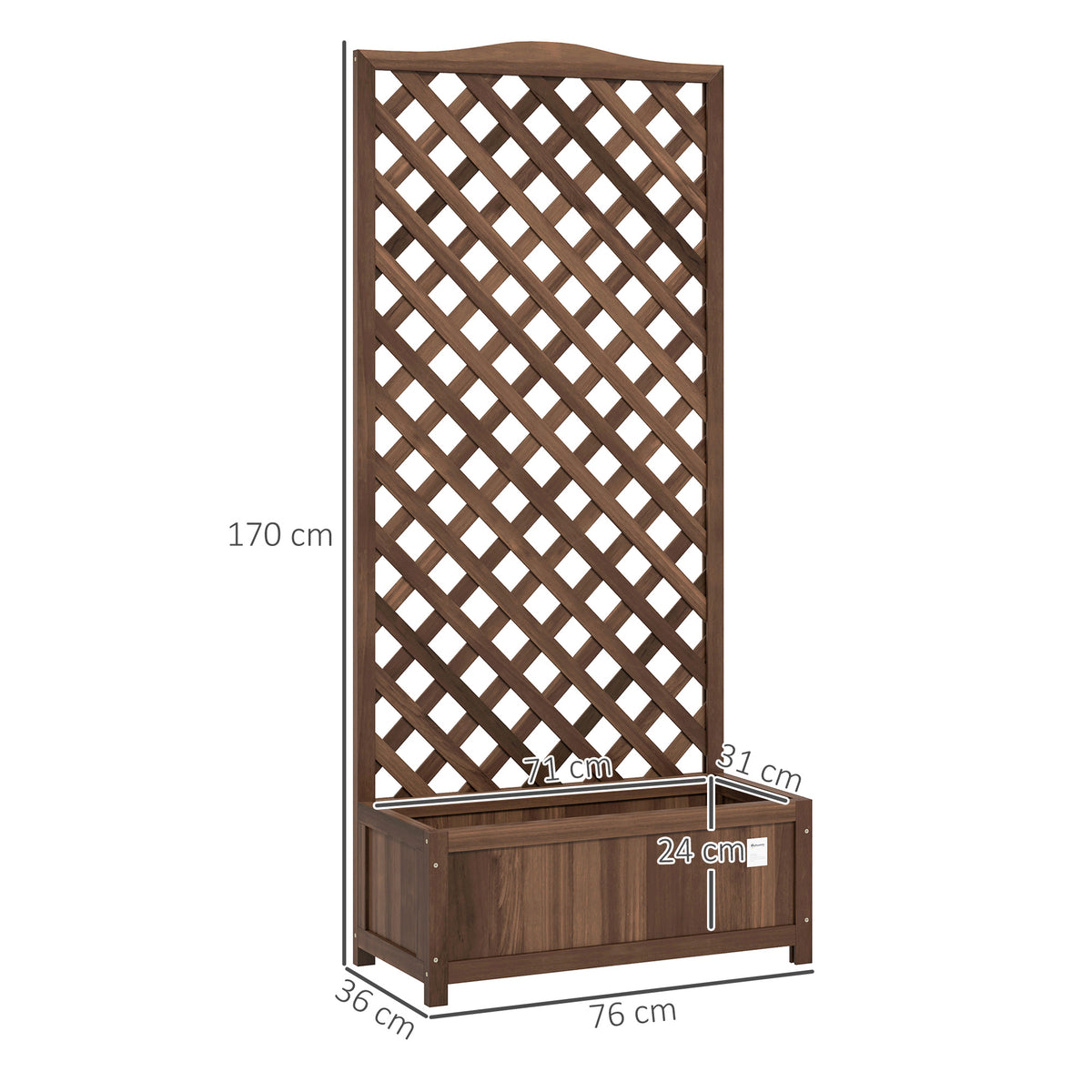 Outsunny Wooden Planter Box with Trellis – Fir Raised Garden Bed for Climbing Plants, 76 x 36 x 170cm