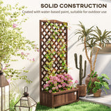 Outsunny Wooden Planter Box with Trellis – Fir Raised Garden Bed for Climbing Plants, 76 x 36 x 170cm