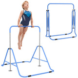 HOMCOM Kids Gymnastic Bar with Adjustable Height & Foldable Steel Frame – Training Bar for Ages 3+, Blue